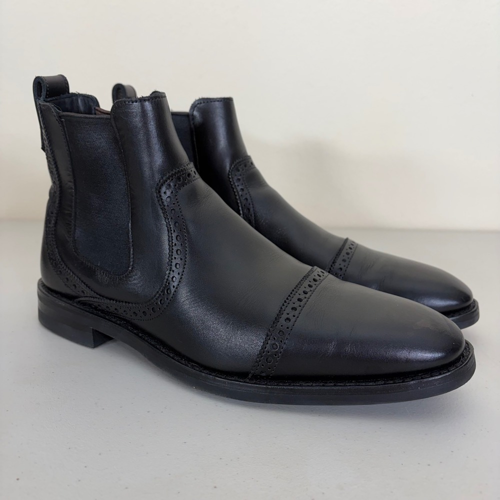 Allen Edmonds Lombard Black Leather Cap Toe Chelsea Boots Men Size 10 B Narrow